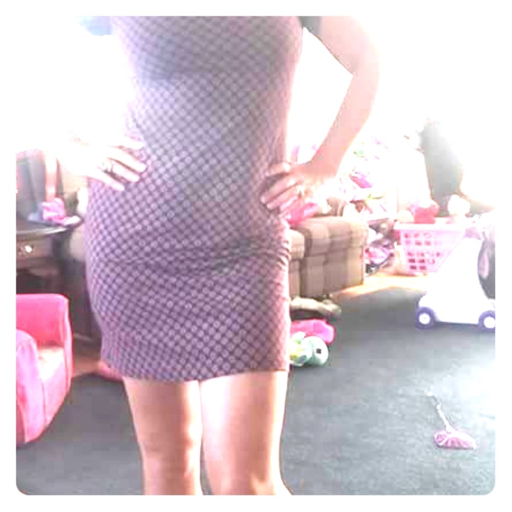Purple and ivory polka dot dress